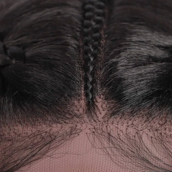 BLACK 28” Braided Dutch Twin lace front Wig *NEW*